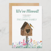 Aquarelle Rustique Birdhouse Moving Faire-part (Devant / Derrière)