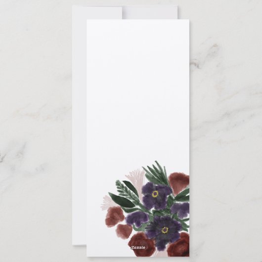 Aquarelle Rustique Botanique Bouquet Menu Dîner (Dos)