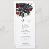 Aquarelle Rustique Botanique Bouquet Menu Dîner (Devant / Derrière)