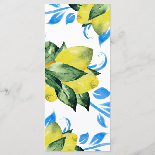 Aquarelle rustique Branche de citron Menus Mariage (Dos)