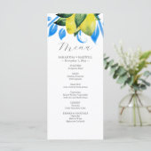 Aquarelle rustique Branche de citron Menus Mariage (Debout devant)