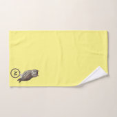 Aquarelle rustique Chouette Monogramme Nom Gris (Serviette à main)