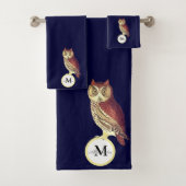 Aquarelle rustique Chouette Nom Monogramme Marine (En situation)