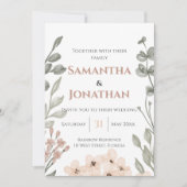 Aquarelle rustique Faire-part de mariage florale (Devant)