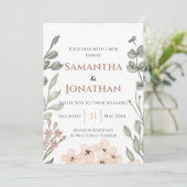 Aquarelle rustique Faire-part de mariage florale (Debout devant)