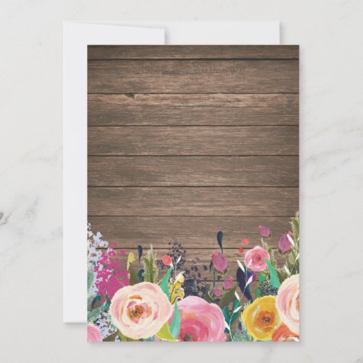 Aquarelle rustique Faire-part de mariage florale (Dos)