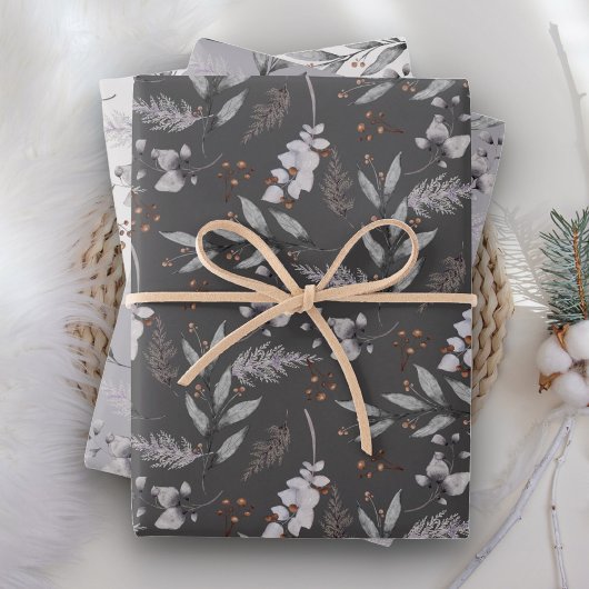 Aquarelle rustique feuilles grises poussiéreuses h