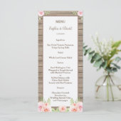 Aquarelle rustique Floral Old Wood Menu Mariage (Debout devant)