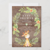 Aquarelle Rustique Giraffe Baby shower Invitation (Devant)