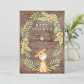 Aquarelle Rustique Giraffe Baby shower Invitation (Debout devant)