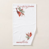 Aquarelle rustique Hiver Cardinal Holly Branche (Serviette à main)