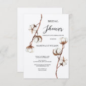 Aquarelle rustique invitation fleur de coton de na (Devant / Derrière)