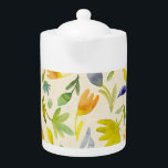 Aquarelle rustique Jardin Floral Botanique<br><div class="desc">Aquarelle Rustique Jardin Floral Botanique Teapot</div>