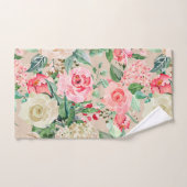 Aquarelle rustique moderne de rose rose de crème (Serviette à main)