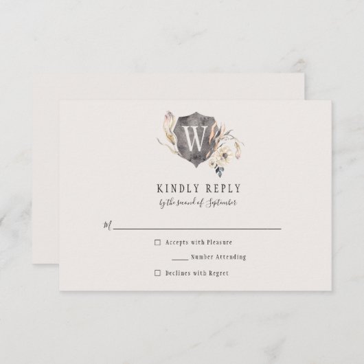 Aquarelle rustique Monogram Crest RSVP (Devant / Derrière)
