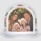 Aquarelle rustique Noël Plaid Photo Snow Globe (Avant)