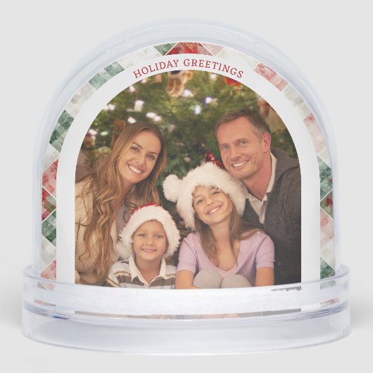 Aquarelle rustique Noël Plaid Photo Snow Globe (Avant)