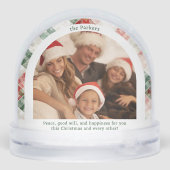 Aquarelle rustique Noël Plaid Photo Snow Globe (Arrière)