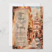 Aquarelle Rustique Ville Faire-part de mariage mex (Devant)