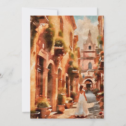 Aquarelle Rustique Ville Faire-part de mariage mex (Dos)