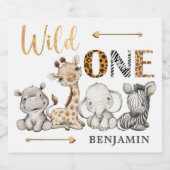 Aquarelle Safari 1er Anniversaire Étiquette de vin (Étiquettes simples)