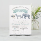 Aquarelle Safari Animaux Baby shower Invitation (Debout devant)