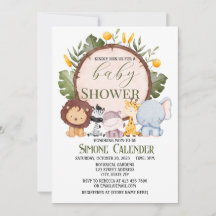 Aquarelle Safari Baby shower animal Invitation