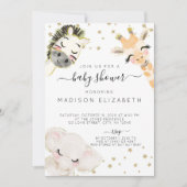Aquarelle Safari Baby shower animal Invitation (Devant)