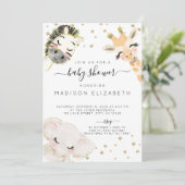 Aquarelle Safari Baby shower animal Invitation (Debout devant)
