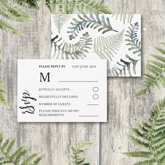 Aquarelle Sage Green Foliage Mariage RSVP