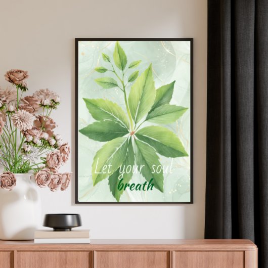 Aquarelle Sage Vert Feuille Poster botanique