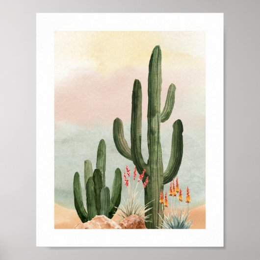 Aquarelle Saguaro Cactus Poster (Devant)