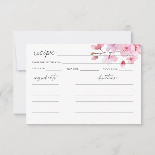 Aquarelle Sakura - carte de recette (Devant)