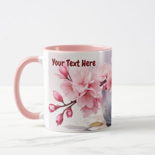 Aquarelle Sakura Cherry Blossom Mug (Gauche)