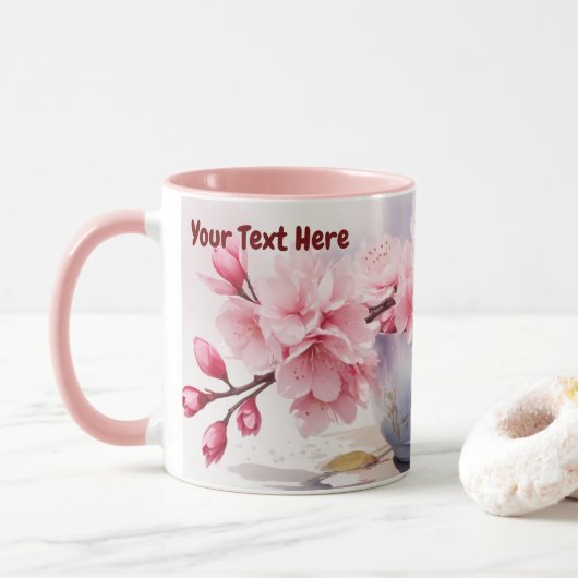 Aquarelle Sakura Cherry Blossom Mug (Avec donut)