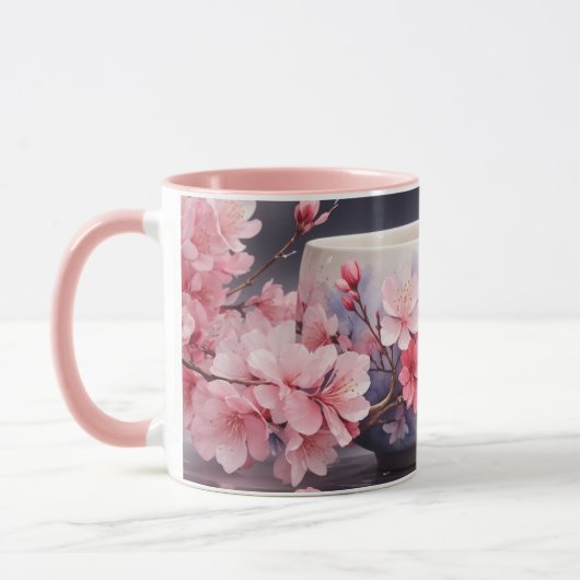 Aquarelle Sakura Cherry Blossom Mug (Gauche)