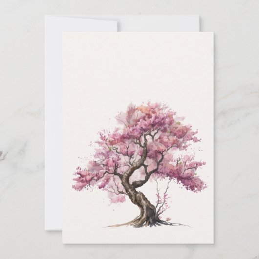 Aquarelle Sakura Cherry Flower Faire-part de maria (Dos)