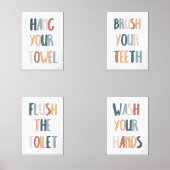 Aquarelle salle de bain boho ensemble 4 poster (Recto)