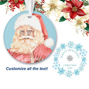 Aquarelle Santa Claus Snowflake Wreath