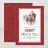 Aquarelle Santa Claus Snowy Joyeux Noël Cartes (Devant / Derrière)