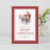 Aquarelle Santa Claus Snowy Joyeux Noël Cartes (Debout devant)