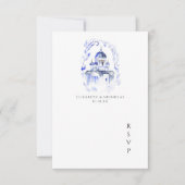 Aquarelle Santorin Grèce | QR Code Mariage RSVP (Devant)