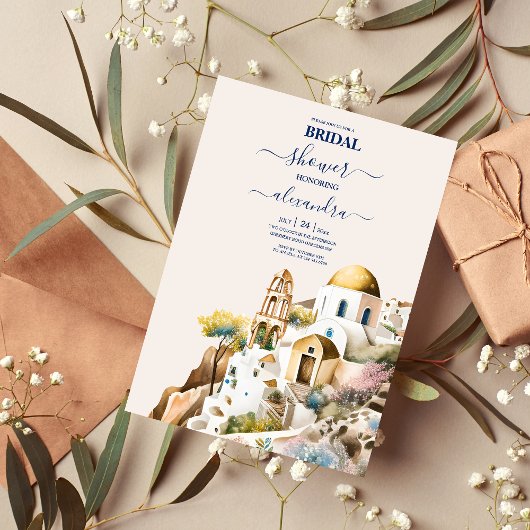 Aquarelle Santorini Destination Invitation nuptial