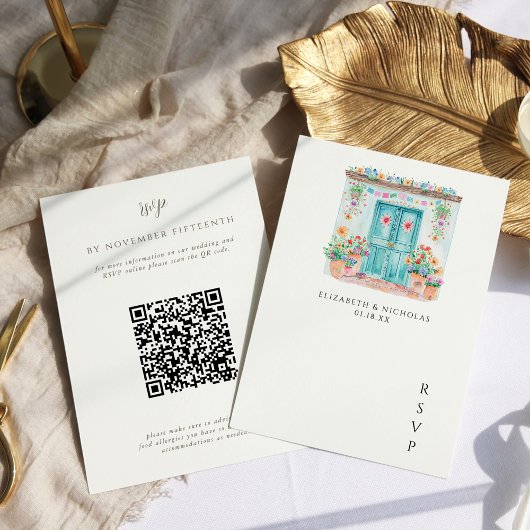 Aquarelle Sayulita Mexique | QR Code Mariage RSVP