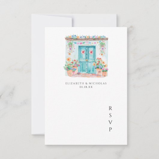 Aquarelle Sayulita Mexique | QR Code Mariage RSVP (Devant)
