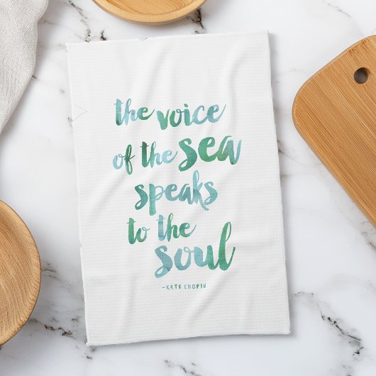 Aquarelle Sea Quote Serviette de cuisine