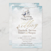 Aquarelle Seagulls Plage Mariage Invitation (Devant / Derrière)