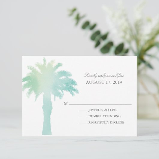 Aquarelle Serene Palm Tree | Mariage RSVP (Debout devant)