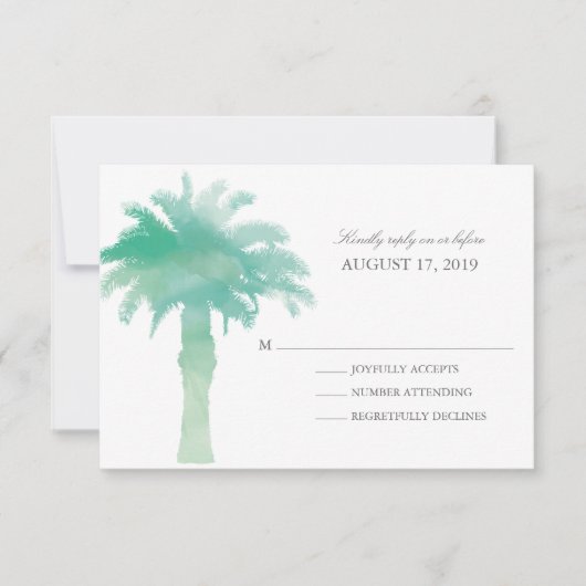 Aquarelle Serene Palm Tree | Mariage RSVP (Devant)