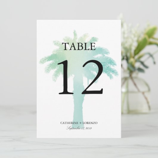 Aquarelle Serene Palm Tree | Numéro de table (Debout devant)